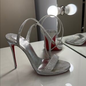 Christian Louboutin Loubi Queen 120MM Silver Pumps
